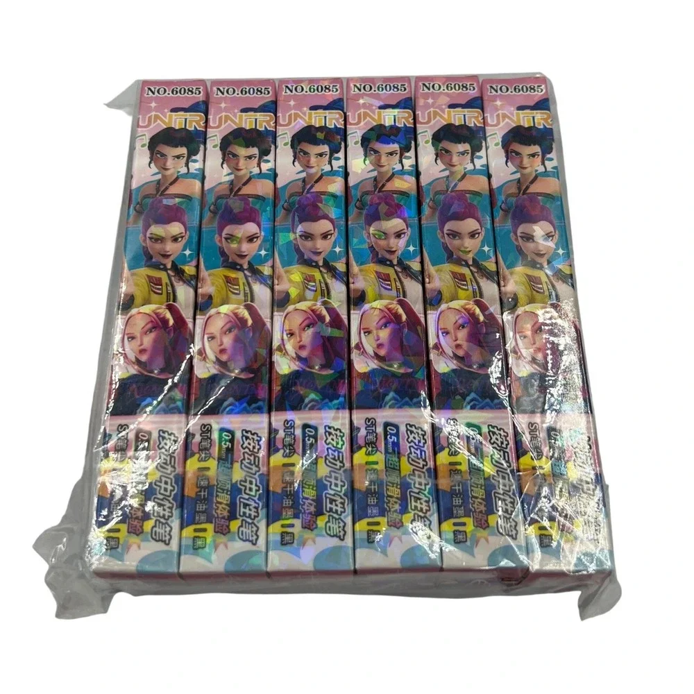 12 Pack Demon Hunter No. 6085 Blind Box Gel Pens 0.5mm Anime Girl Designs Black